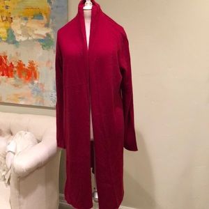 White + Warren Sweaters - Cashmere Red Long Trapeze Sweater White + Warren Sweaters - Cashmere Red Long Trapeze Sweater